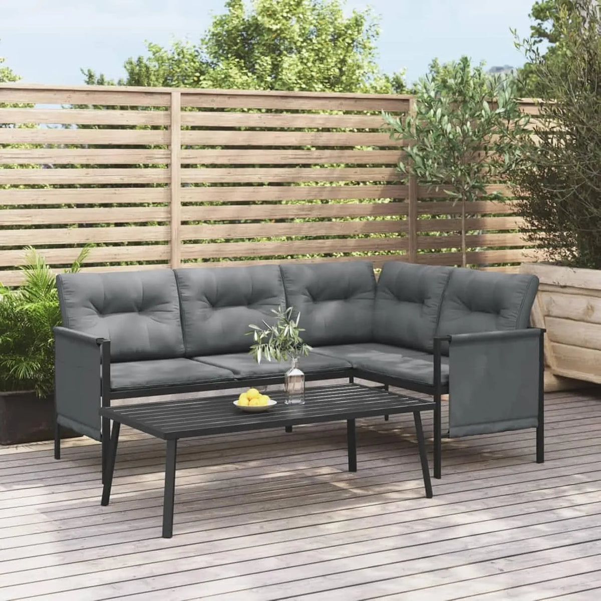 ShGaxin Stolik ogrodowy Stal Szary Antracyt 110x55x35 cm Stół boczny: ze stali, 110 × 55 × 35 cm, 362813, antracytowy