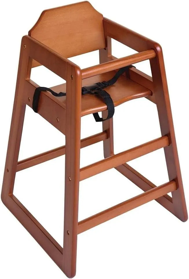 Bolero Drewniane krzesełko do karmienia ciemnobrązowe wykończenie drewna do jadalni — z drewna, 750 × 510 × 510 mm