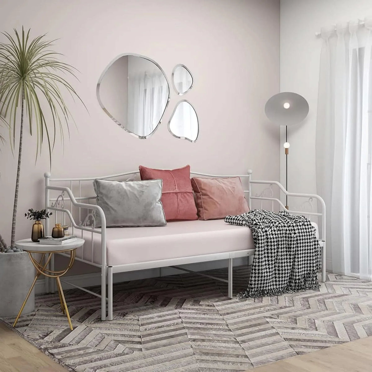 Sofa rozkładana i sofa z funkcją spania – J324765, z funkcją relaks, 90 × 200 cm, biały, Gecheer J324765, z metalu