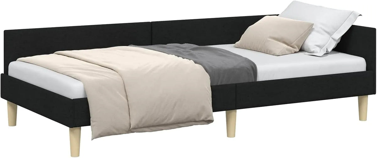 Sofa narożna — w kształcie litery L, z podłokietnikami, 90 × 200 cm, czarny