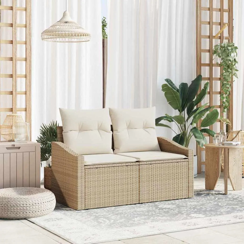 Sofa ogrodowa i sofa wypoczynkowa na taras – modułowa konstrukcja, z poduszkami, odporny na warunki atmosferyczne, z technorattanu, 123 × 62 × 69 cm