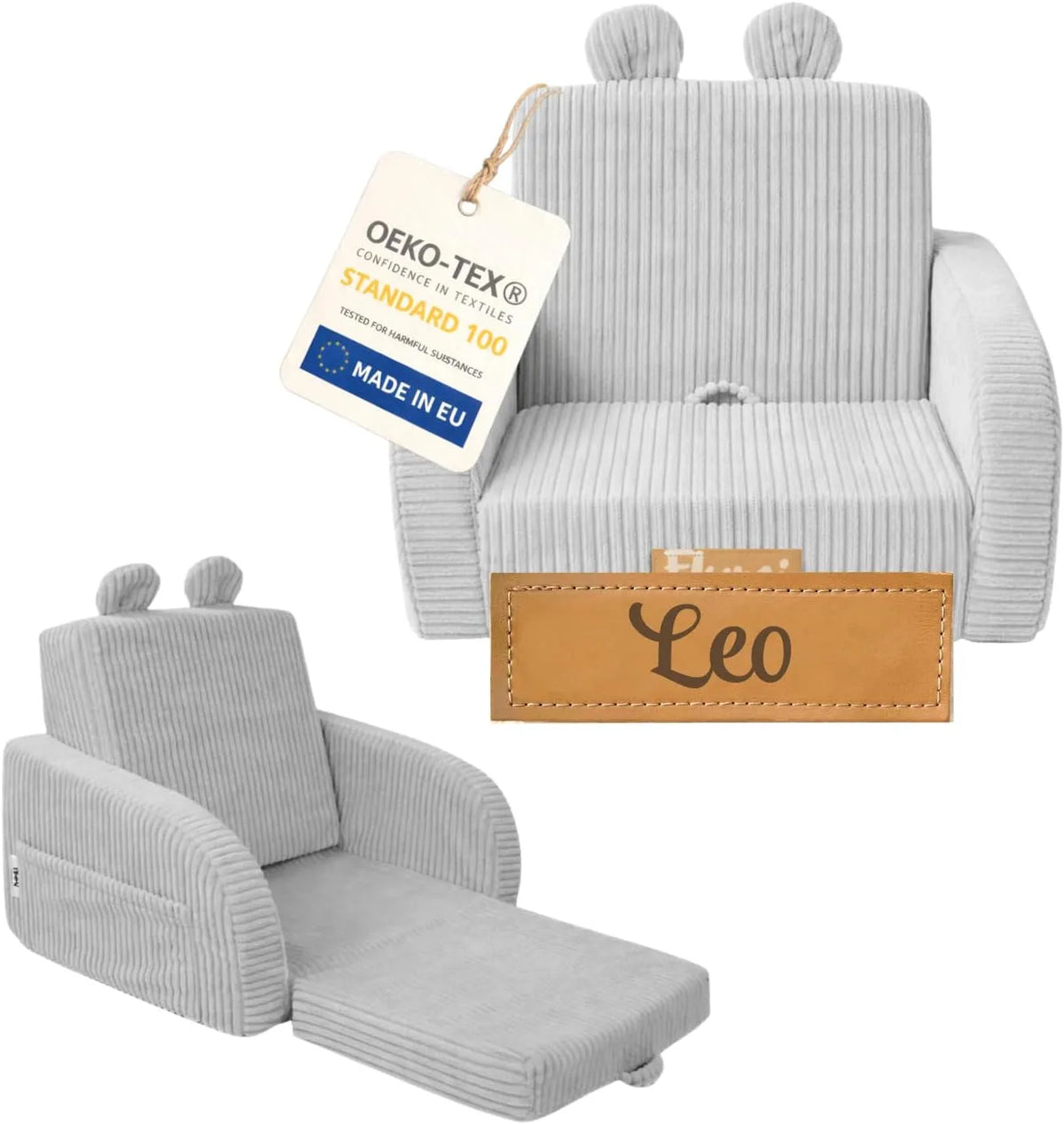 Sofa: szary, rozkładana konstrukcja