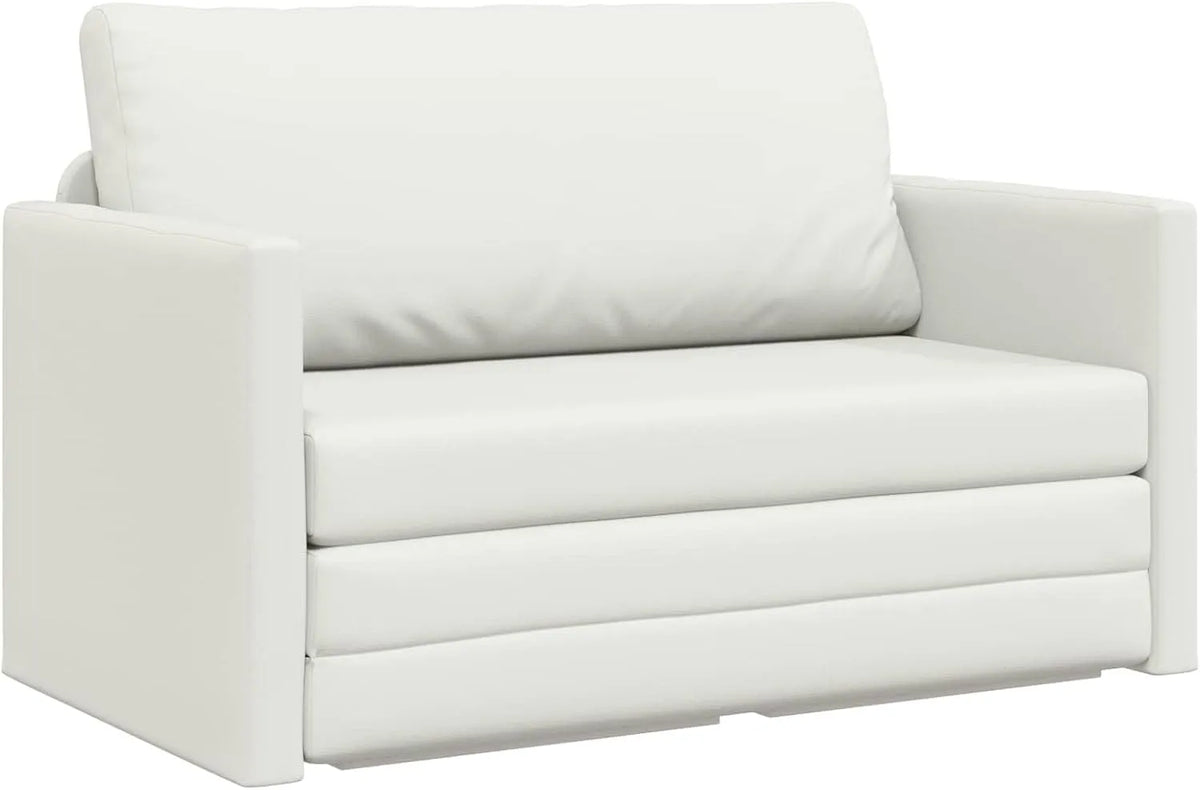 Sofa rozkładana i sofa z funkcją spania — kompaktowa konstrukcja, 124 × 71 × 78 cm, biały, tapicerka skórzana