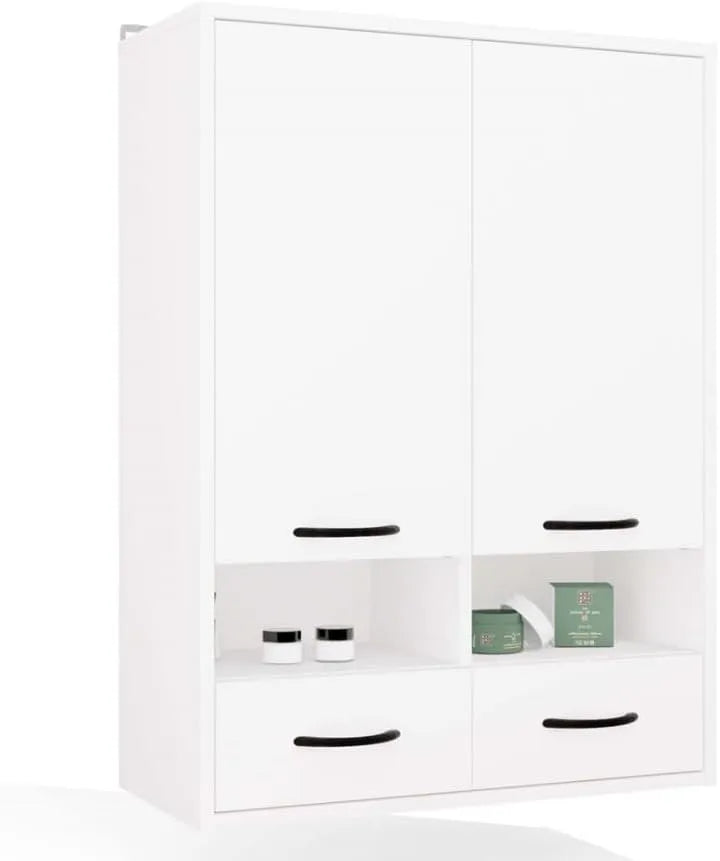 Nina wisząca Szafka łazienkowa i słupek do łazienki – W2D2P2S, z szufladami, 2 szuflady, 66 × 67 × 30 cm, 8 p, BDW W2D2P2S