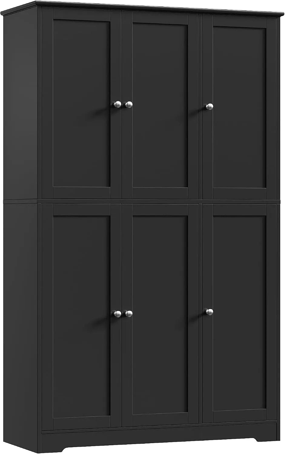 FirFurd Uniwersalna szafka z 6 drzwiami: z półkami, regulowana konstrukcja, 180 × 106 × 37 cm, czarny, z półkami