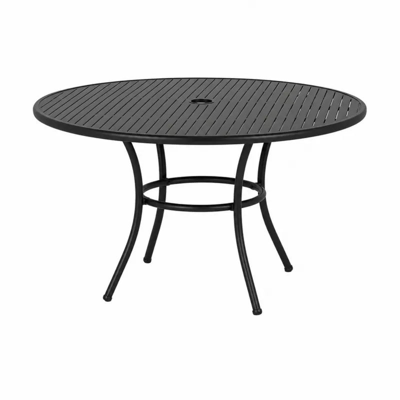Okrągły metalowy stół ogrodowy czarny 120 cm