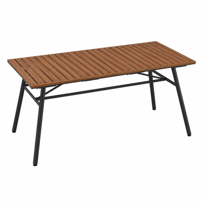 Stół metalowy z blatem z drewna akacjowego 180x90x75 cm