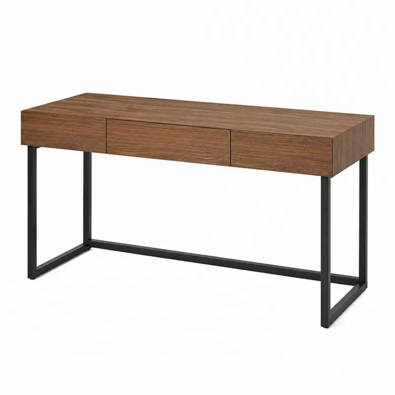 Biurko prostokątne fornir dębowy metalowe nogi 120x45x75 cm
