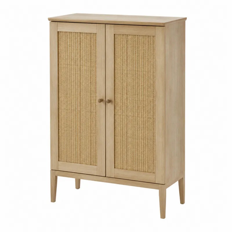 Szafka drewniana z drzwiczkami rattanowymi 120x75x35 cm