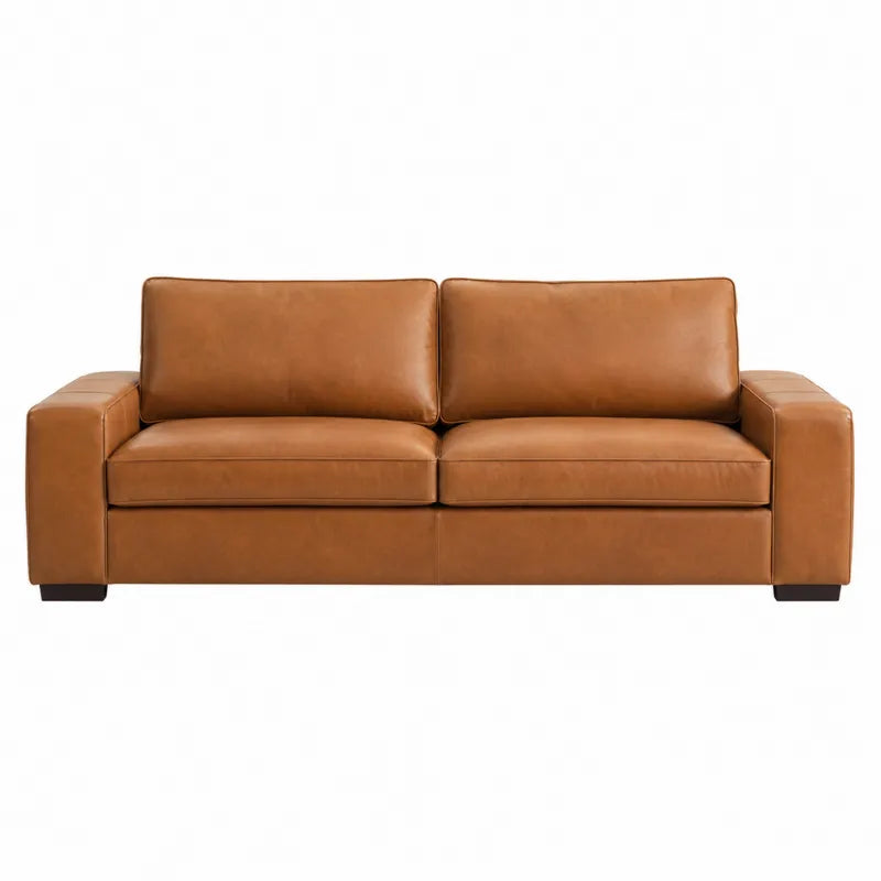 Sofa dwuosobowa skórzana brązowa