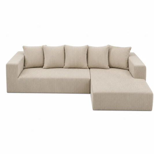 Sofa narożna modułowa sztruks beżowa 280x150 cm