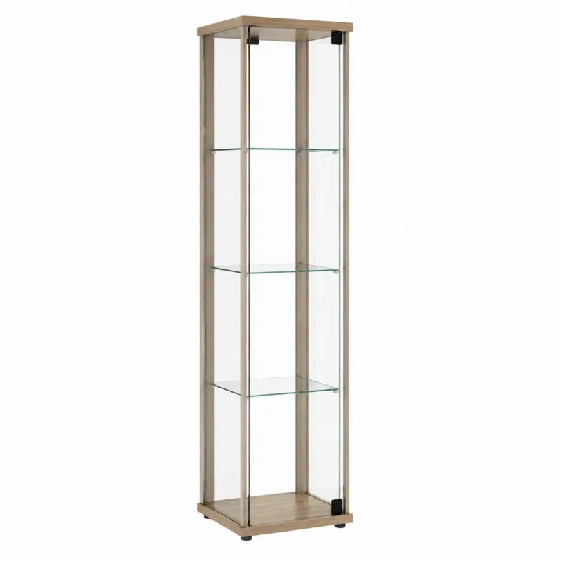 Witryna ze szkła hartowanego 5 mm z dębowymi wykończeniami 175 cm
