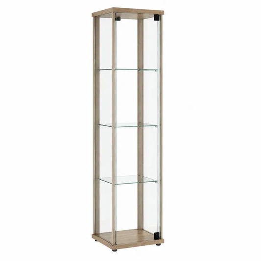 Witryna ze szkła hartowanego 5 mm z dębowymi wykończeniami 175 cm