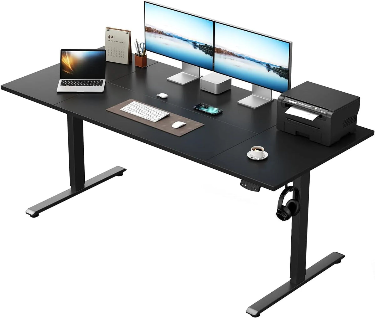 Biurko i stół komputerowy – regulowana konstrukcja, 180 × 80 cm, czarny, regulowana wysokość