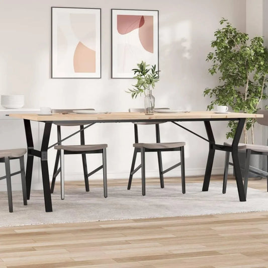 Stół w kształcie litery Y z litego drewna sosnowego — z drewna, 200 × 100 × 75, 5 cm, z metalu
