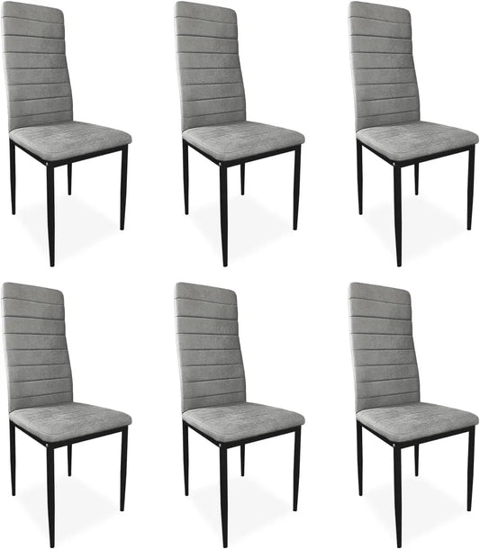 Homey Zestaw 6 krzeseł tapicerowanych do salonu: Yrsa, z aluminium, 40 cm, 42 cm, 96 cm, czarny