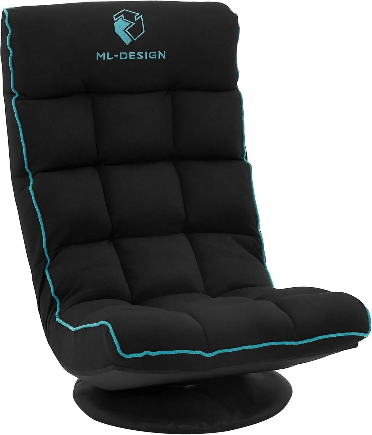 Design Fotel i krzesło tapicerowane gamingowy ergonomiczny 360° obrotowy regulowany z zaglówkiem czarno-turkusowy – regulowana konstrukcja, czarny