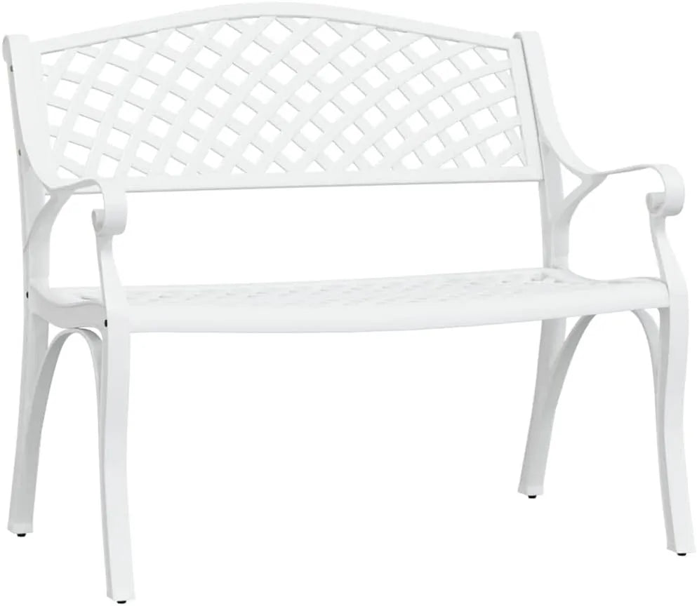 Ławka ogrodowa i ławka tarasowa: z aluminium, 102 cm, biały, z metalu