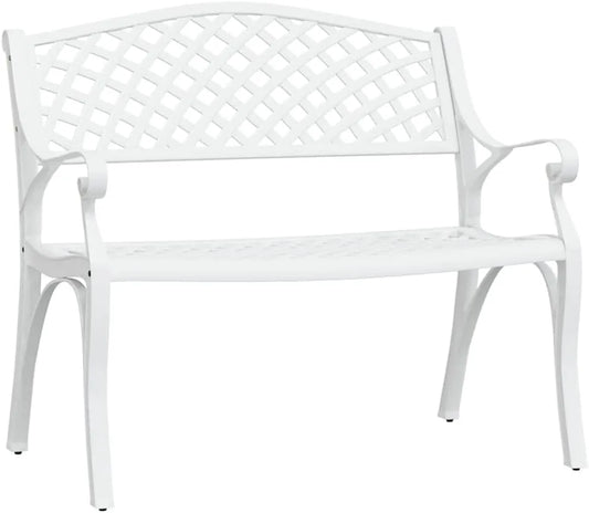 Ławka ogrodowa i ławka tarasowa: z aluminium, 102 cm, biały, z metalu
