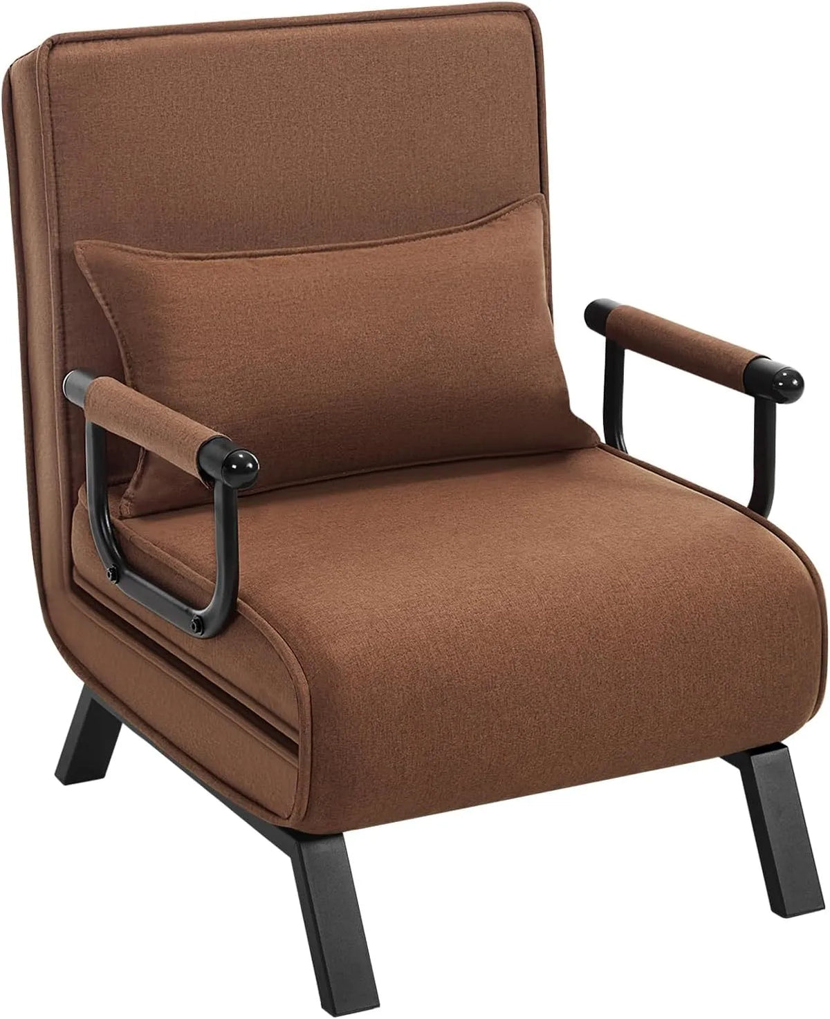 Sofa — z oparciem, regulowana konstrukcja, 65 × 75 × 78 cm, 3 w, brązowy, z metalu