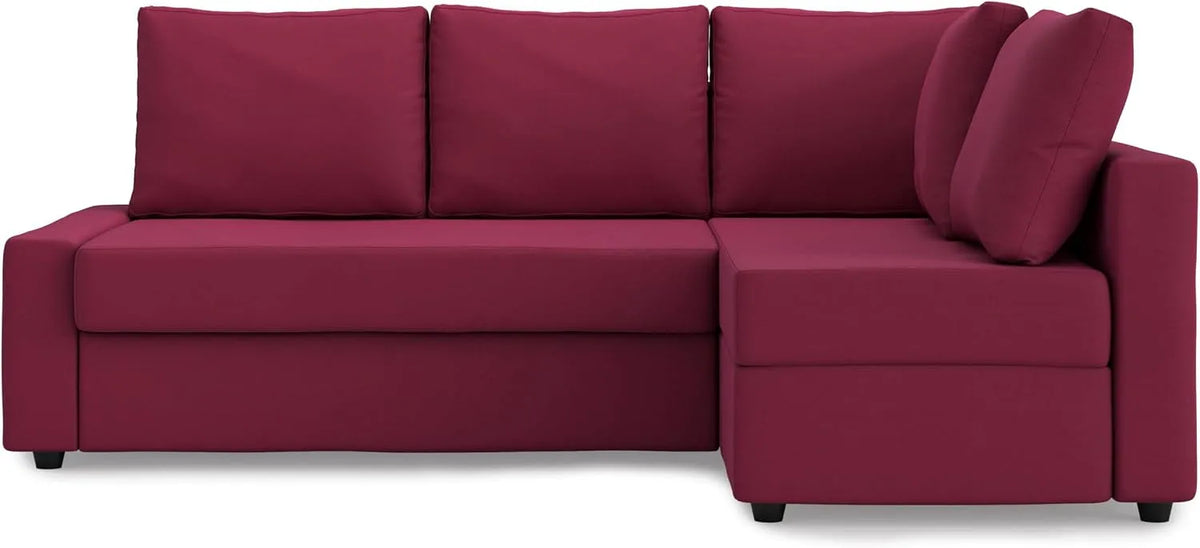 Sofa narożna – COVERS, lewy Narożnik i sofa w kształcie L, prawy narożnik, z poduszkami, 230 × 68 × 66 cm, czerwony