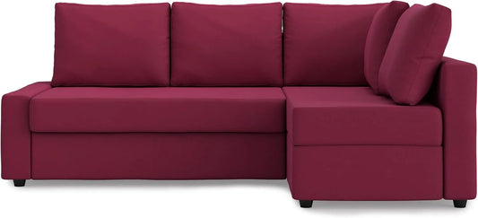Sofa narożna – COVERS, lewy Narożnik i sofa w kształcie L, prawy narożnik, z poduszkami, 230 × 68 × 66 cm, czerwony