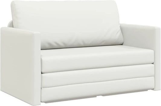 Sofa rozkładana i sofa z funkcją spania — kompaktowa konstrukcja, 124 × 71 × 78 cm, biały, tapicerka skórzana