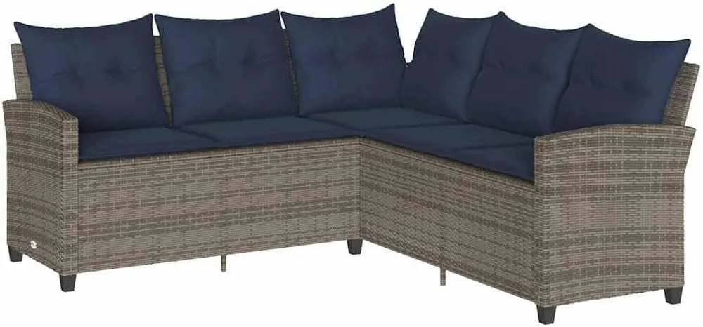 Sofa ogrodowa i sofa wypoczynkowa na taras – z poduszkami, z technorattanu, szary