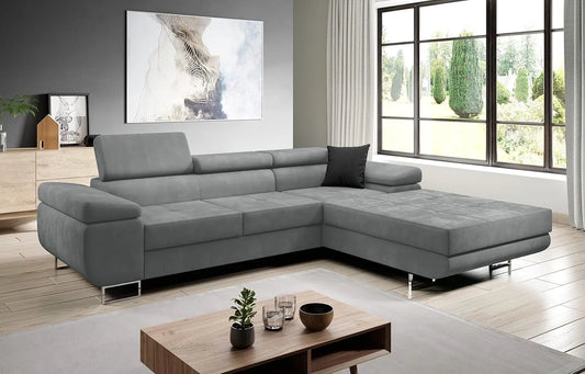 Sofa narożna – w kształcie litery L, szary