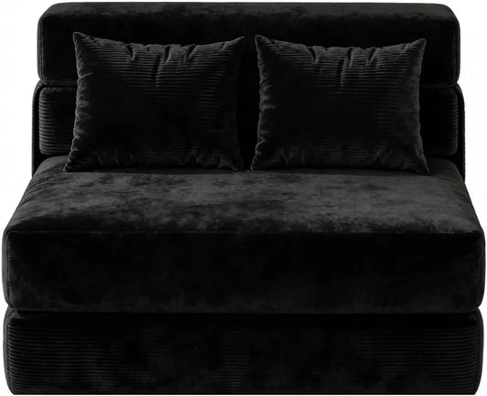Sofa rozkładana i sofa z funkcją spania — funkcja podgrzewania, z funkcją relaks, z poduszkami, tapicerka aksamitna, 2-osobowa, 107 × 32 × 32 cm, 2 w