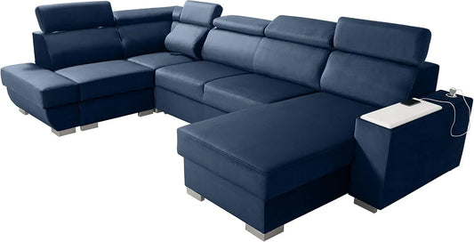 Sofa narożna – w kształcie litery U, wolnostojący, z funkcją spania