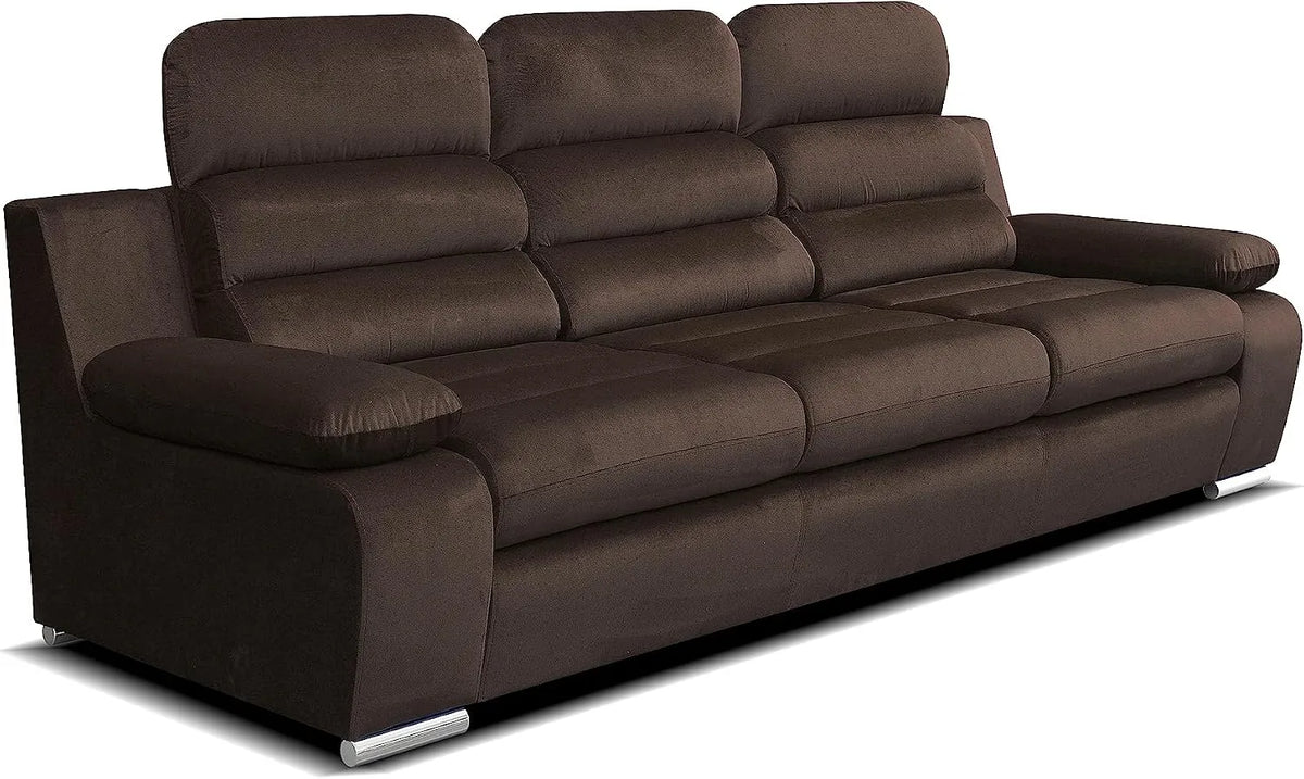 Sofa — tapicerka materiałowa, 238 × 96 × 95 cm, brązowy, tapicerka materiałowa