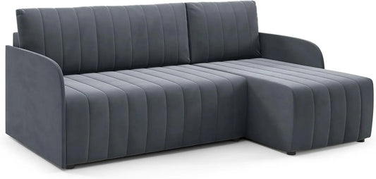 Sofa narożna: SLIM, tapicerka materiałowa, z funkcją spania, 200 × 140 cm, 208 cm, z pojemnikiem do przechowywania, rozkładana konstrukcja