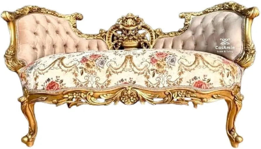 CasAmin Home & Living Ława w królewskim stylu barokowym — tapicerka aksamitna, różowy