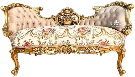 CasAmin Home & Living Ława w królewskim stylu barokowym — tapicerka aksamitna, różowy