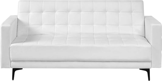 Sofa rozkładana i sofa z funkcją spania: modułowa konstrukcja, 3-osobowa, biały, tapicerka skórzana