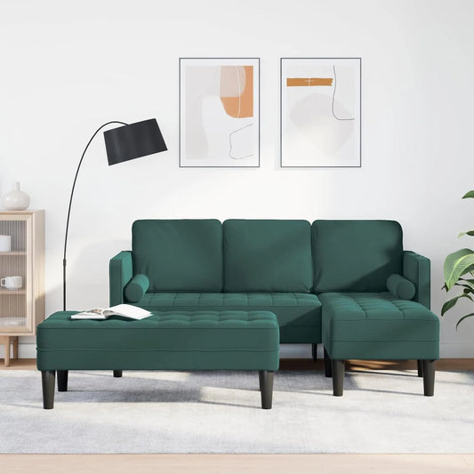 Sofa – z drewna, tapicerka aksamitna, 3-osobowa