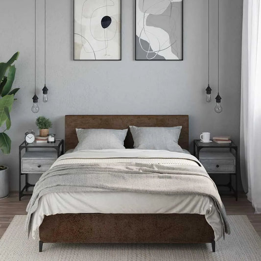 Stoliki nocne — z drewna, 40 × 40 × 55 cm, szary