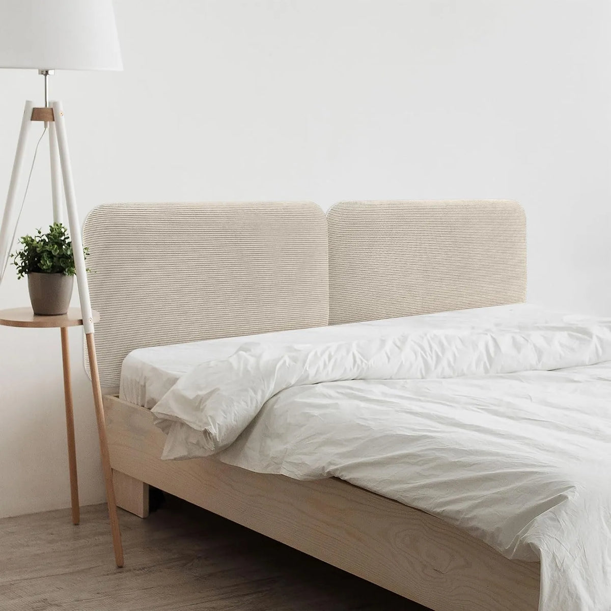 Tapicerowany Zagłówek Gładki Zaokrąglony z Sztruks Premium do Montażu na: ze sztruksu, 190cm, beżowy