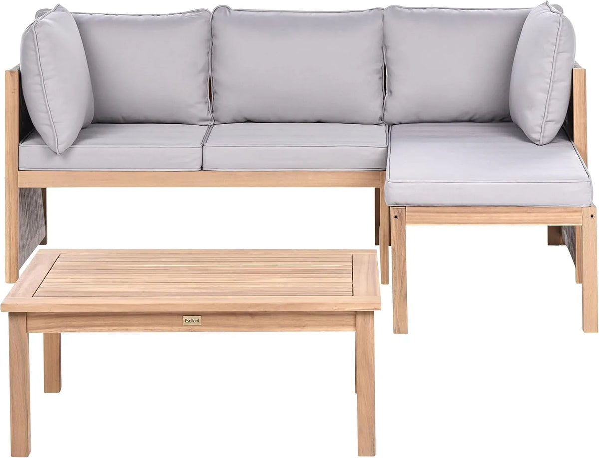 Sofa narożna: z drewna, 3-osobowy, szary