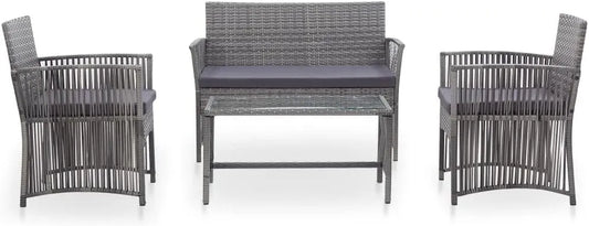 Sofa — z poduszkami, odporny na warunki atmosferyczne, czarny, z technorattanu