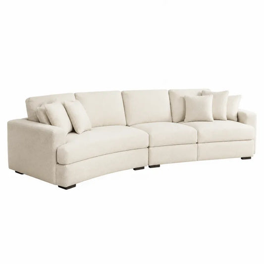 Kremowa narożna sofa modułowa z poliestru 300 cm