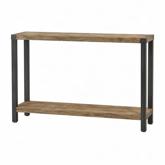 Konsola z drewna dębowego i metalu, 120 cm, dąb/czarny