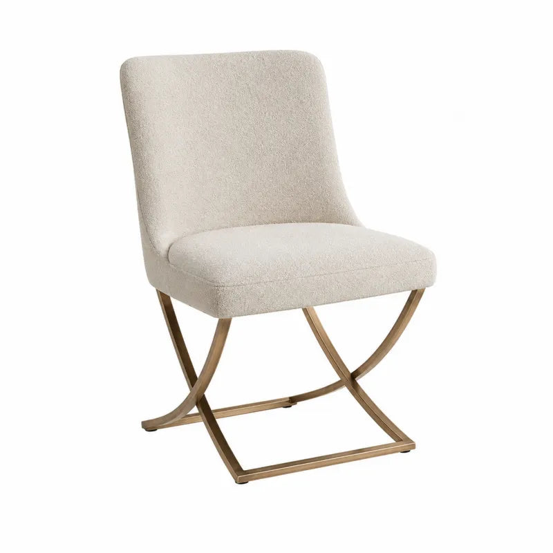 Krzesło jadalniane beżowe poliester metal 85cm