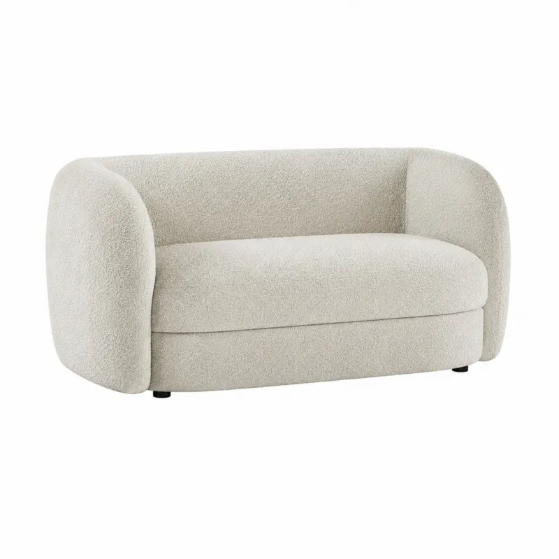 Kremowa sofa dwuosobowa z tkaniny bouclé