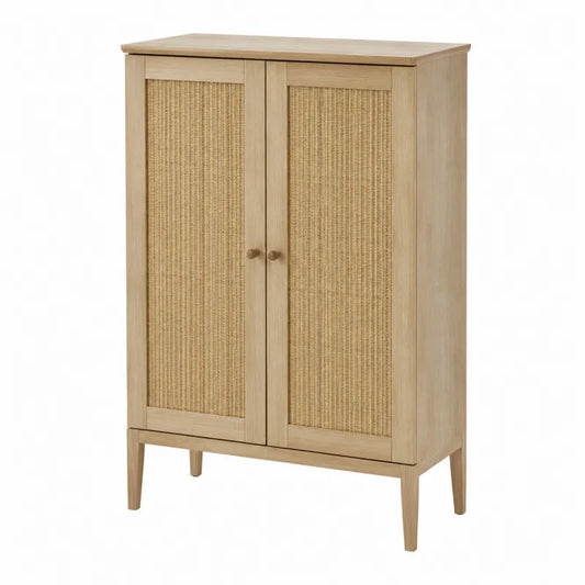 Szafka drewniana z drzwiczkami rattanowymi 120x75x35 cm
