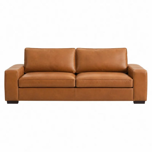Sofa dwuosobowa skórzana brązowa