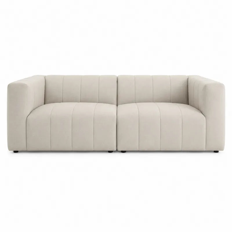 Sofa dwuosobowa z tkaniny poliestrowej beżowej 200 cm