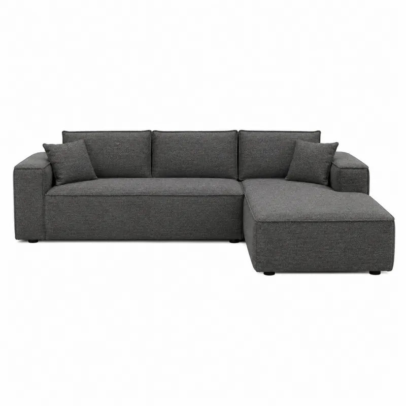 Narożna sofa modułowa z tkaniny poliestrowej ciemnoszara 260 cm