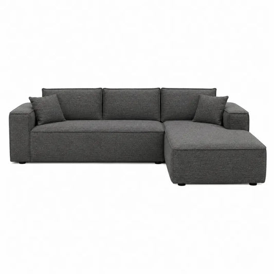 Narożna sofa modułowa z tkaniny poliestrowej ciemnoszara 260 cm